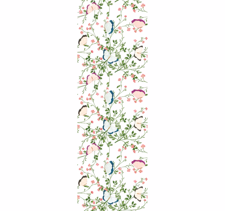 Botanische vlinder behang bloemsierkunst - TenStickers