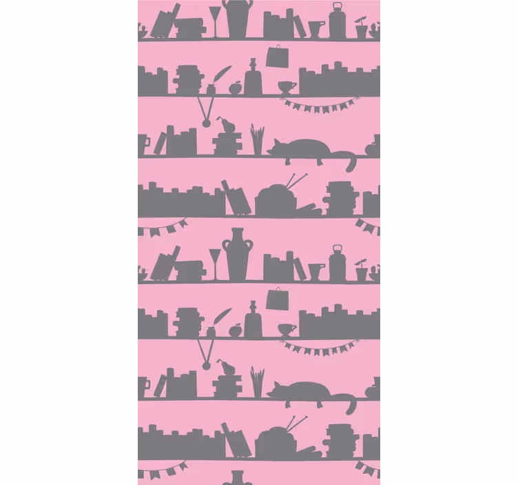 Voorwerpen op planken behang werkkamer - TenStickers
