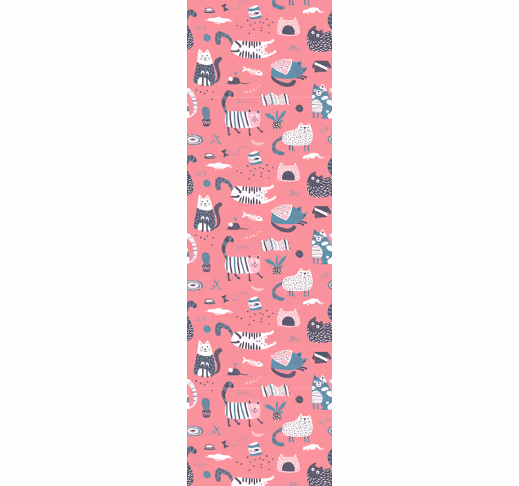 Speelse kattenillustratie katten behang - TenStickers