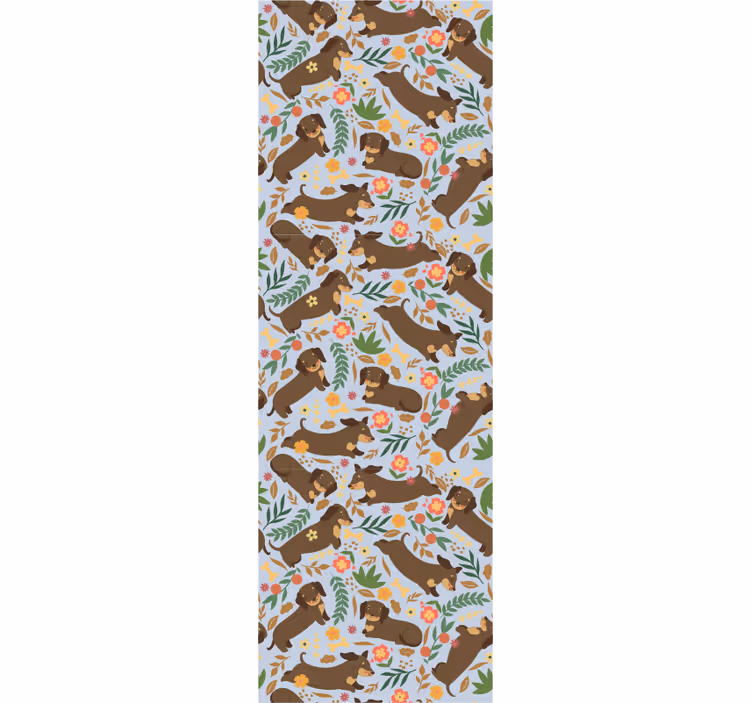 Olifant bloemenpatroon behang honden - TenStickers