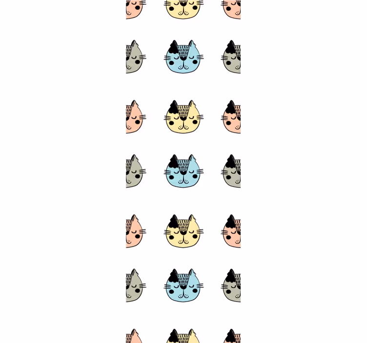 Cartoon kattengezichten katten behang - TenStickers