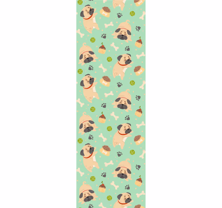 Mops patroon spelen behang honden - TenStickers