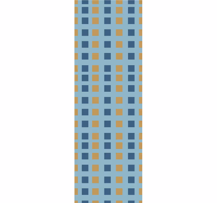 Blauw behang met blauwen en gouden vierkantjes - TenStickers