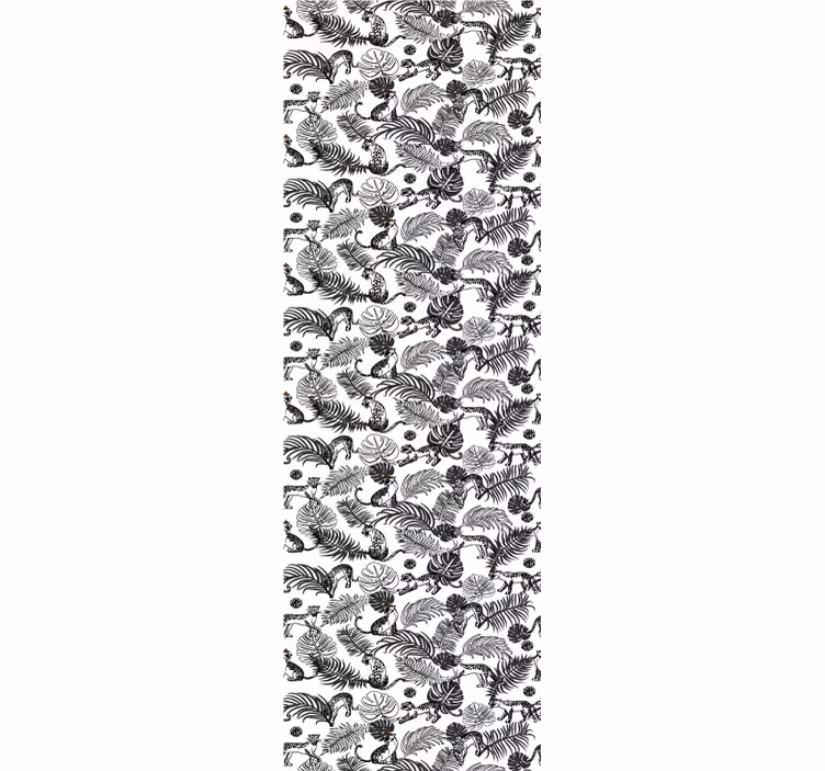 Zwart-wit patroon jungle behang - TenStickers