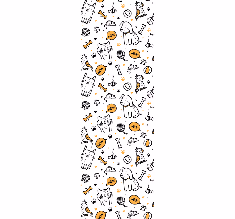 Huisdier doodle kunst dieren behang - TenStickers