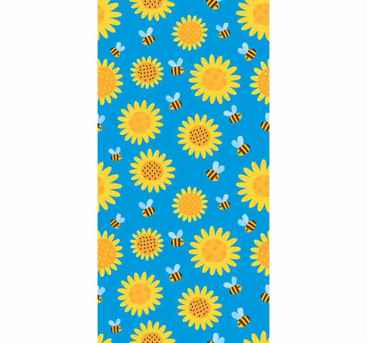 Zonnig bloemenpatroon bloemen behang - TenStickers