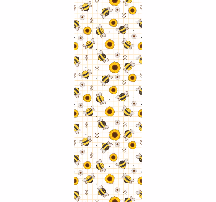 Bijen zonnebloemen patroon behang dieren - TenStickers