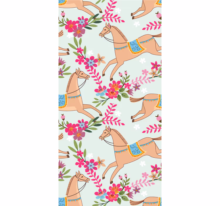 Paardensport bloesems behang dieren - TenStickers