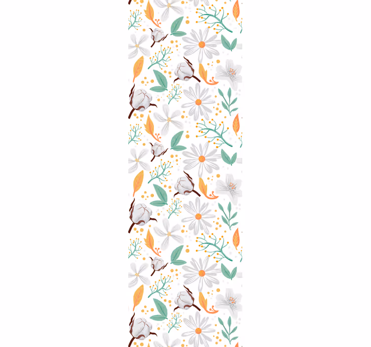 Botanische katoenbloesems bloemen behang - TenStickers