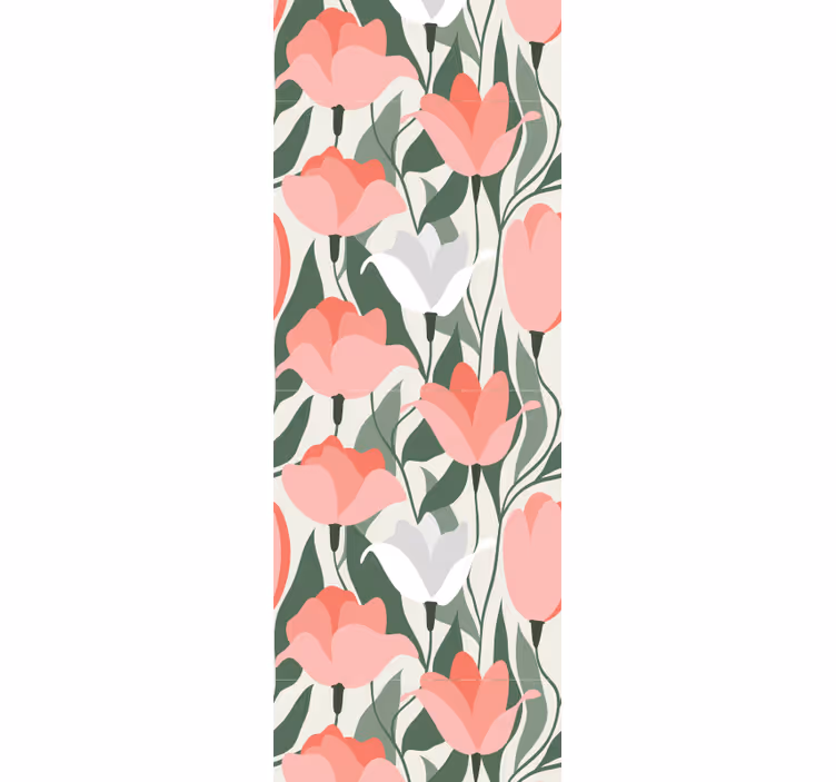 Botanisch tulpenpatroon bloemen behang - TenStickers
