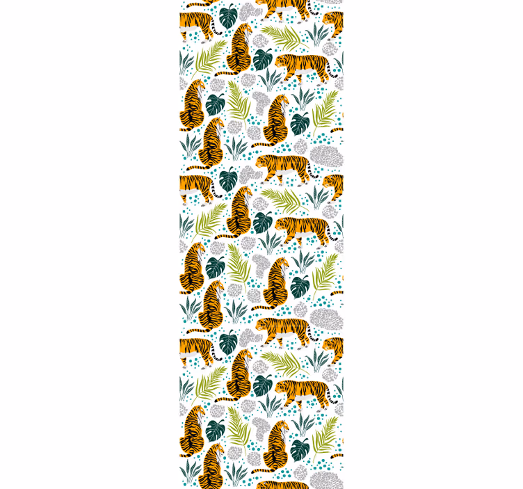 Tijgers en bladeren behang dieren - TenStickers