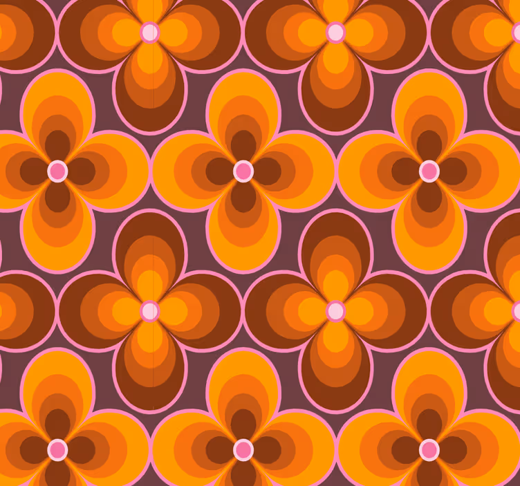 Bloemen retro groovy patroon behang anders vintage - TenStickers