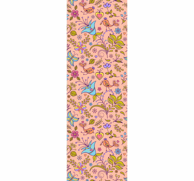 Bloemen vogelmotief sierlijk behang - TenStickers
