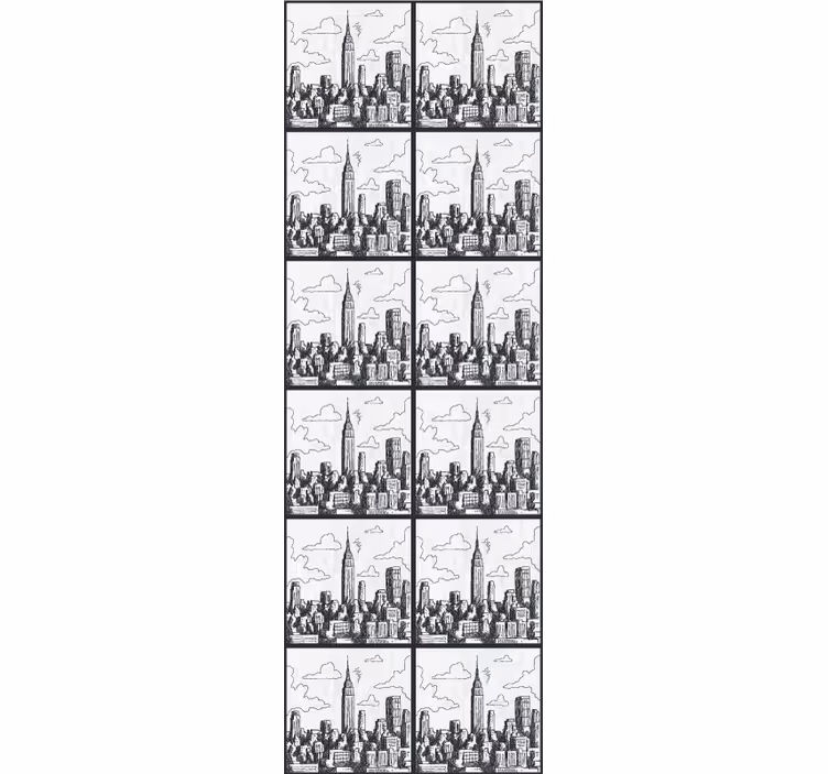 Behangpapier landen en steden skyline schets - TenStickers