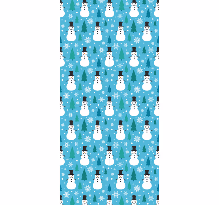 Sneeuwpop feestelijk patroon behang kerst - TenStickers