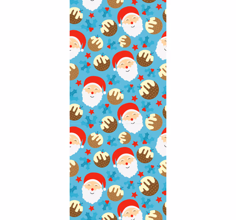 Feestelijk kerstmanpatroon behang kerst - TenStickers