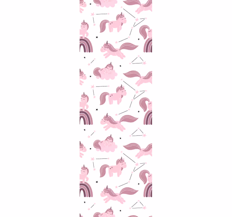 Fantasie eenhoornpatroon behangpapier kinderkamer - TenStickers