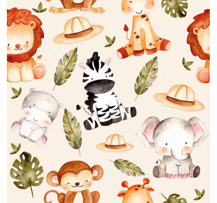 Safari dierenvrienden behang dieren - TenStickers