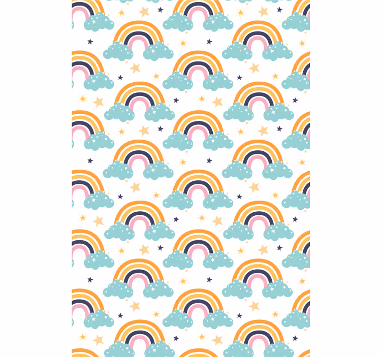 Regenboog sterrenhemel behangpapier kinderkamer - TenStickers