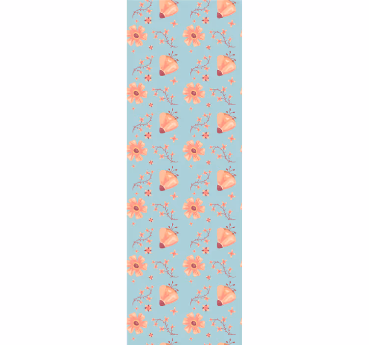 Vlinder bloemenpatroon bloemen behang - TenStickers