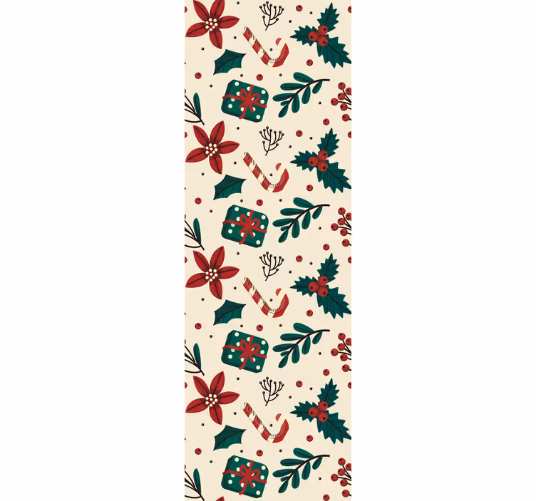 Feestelijk botanisch patroon behang kerst - TenStickers