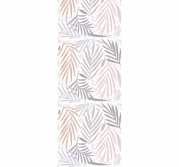Grijs en beige opstelling behang bladeren - TenStickers