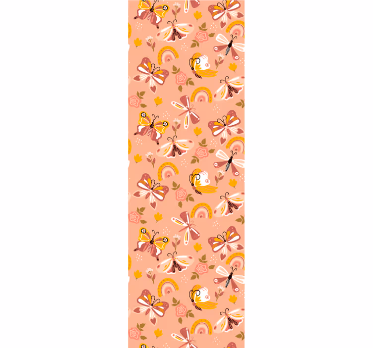 Vlinder flora patroon vlinders behang - TenStickers