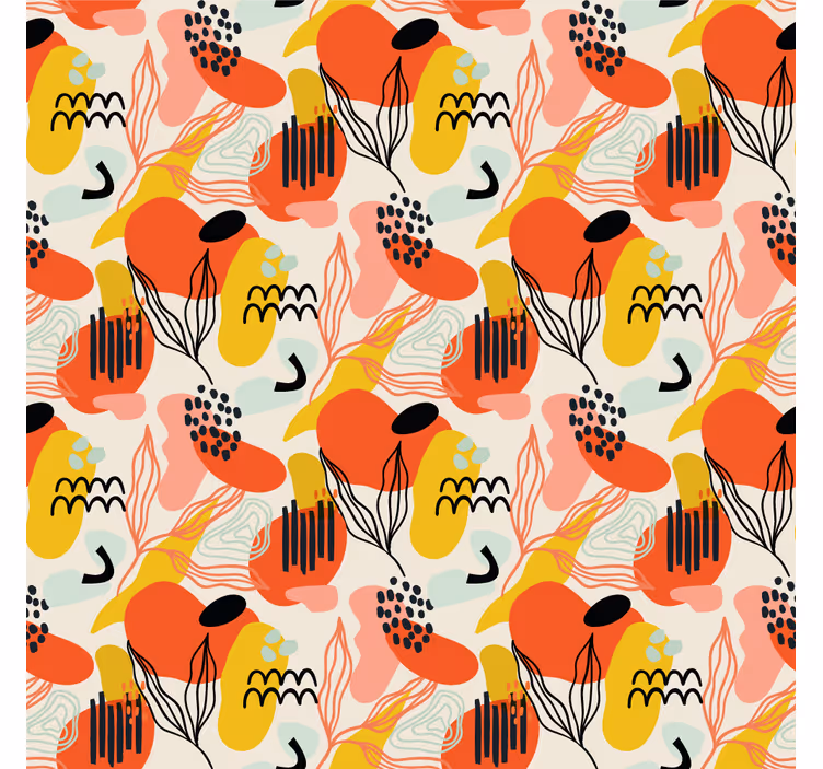 Abstracte organische vormen behang kunst - TenStickers
