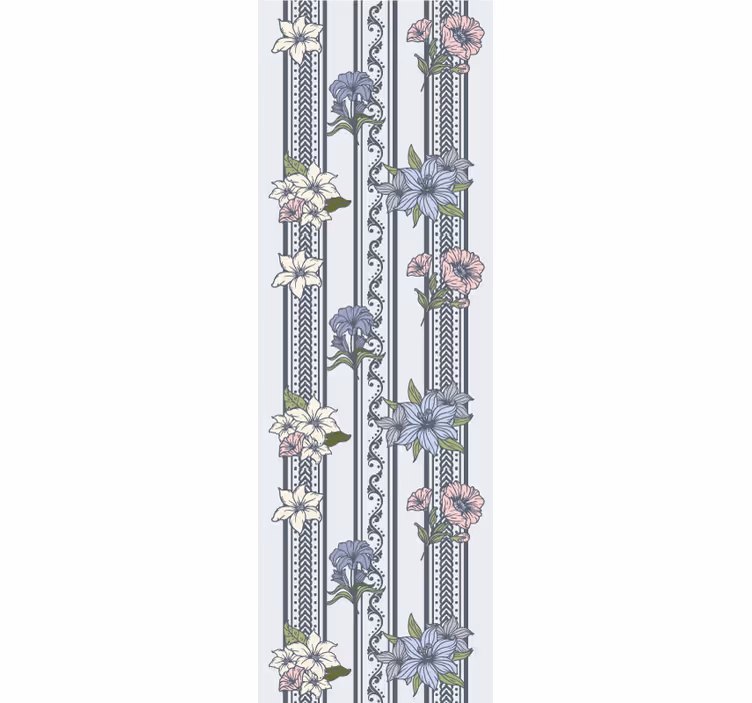 Bloemenstreepmotief bloemen behang - TenStickers