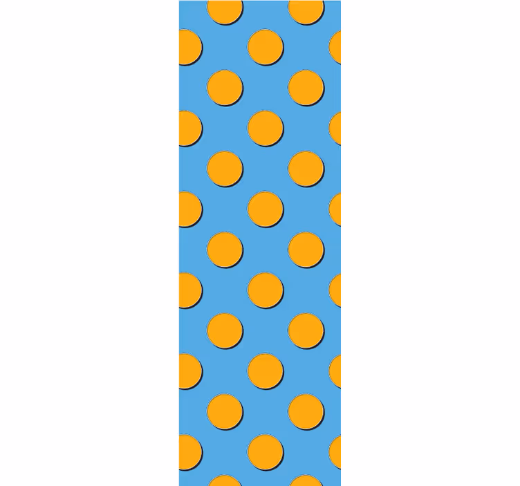 Oranje stippen op blauwe achtergrond stippenbehang - TenStickers