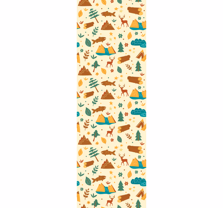 Behang boom camping avontuurscène - TenStickers