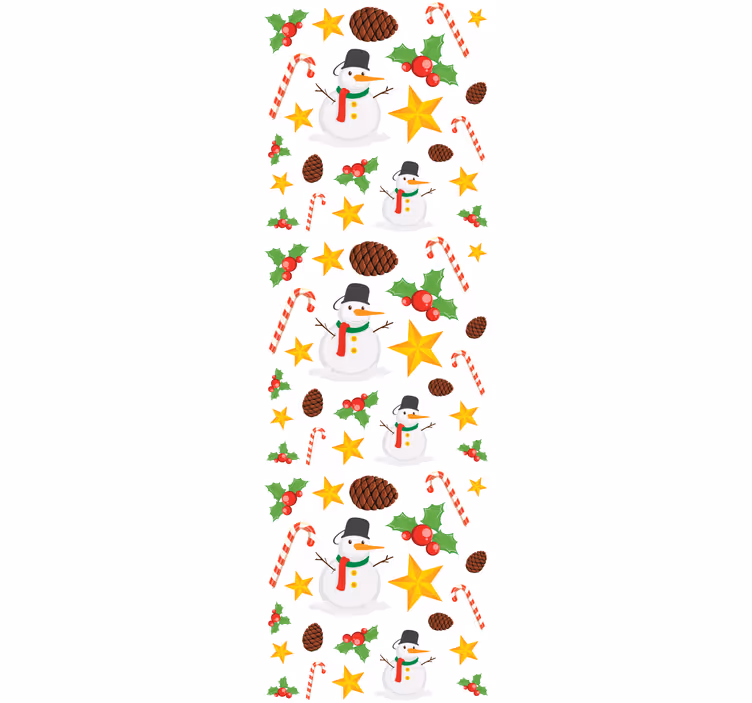Feestelijk sneeuwpoppatroon behang kerst - TenStickers
