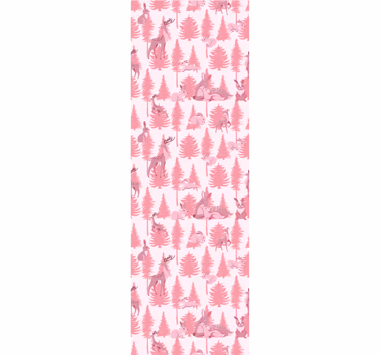 Roze bosmotief behang dieren - TenStickers