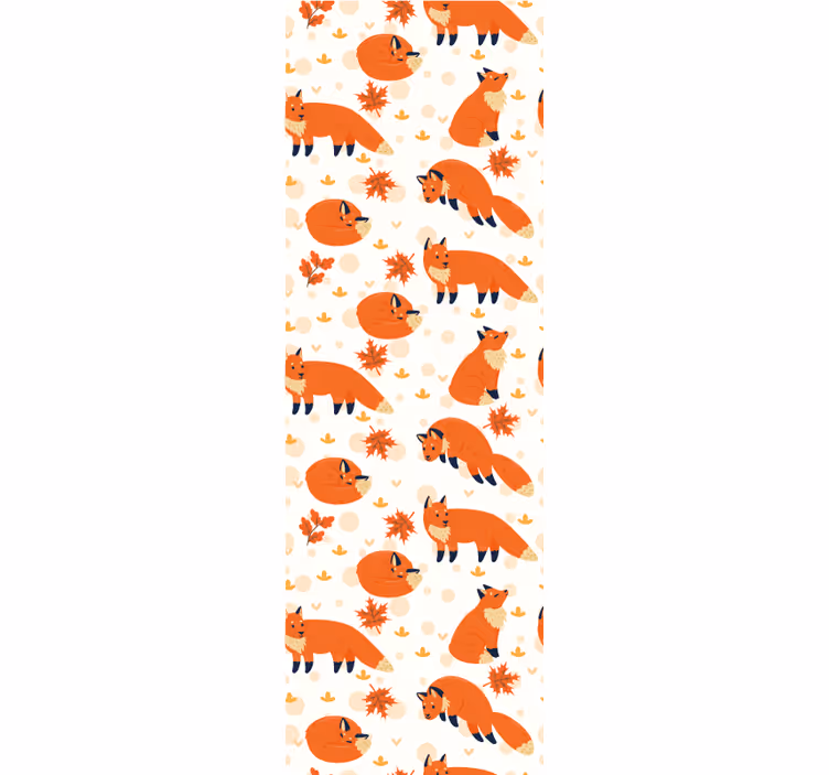 Vos herfstpatroon behang dieren - TenStickers