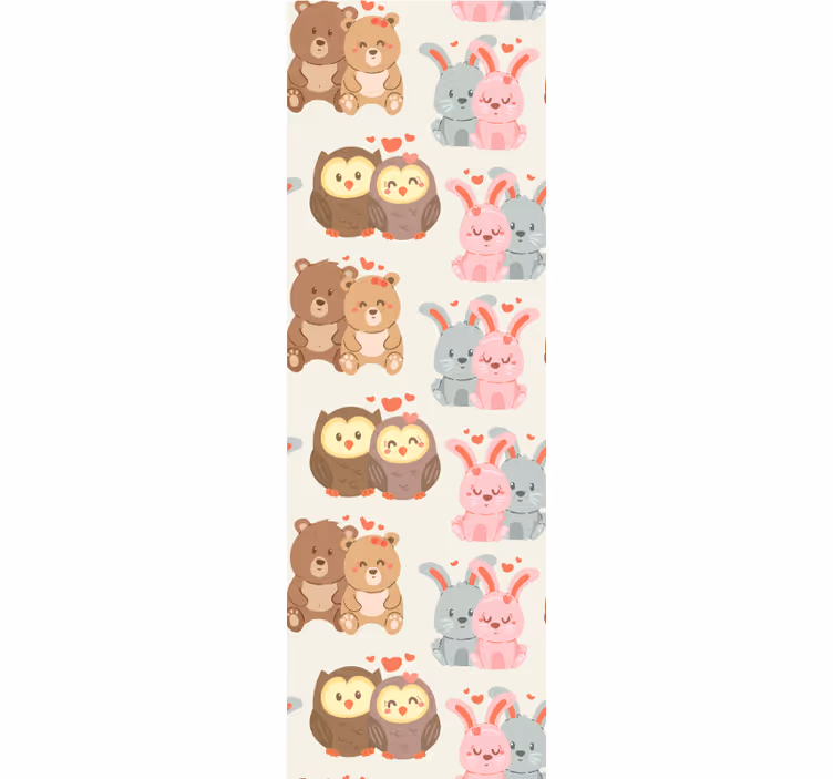 Schattige dierenparen behang dieren - TenStickers