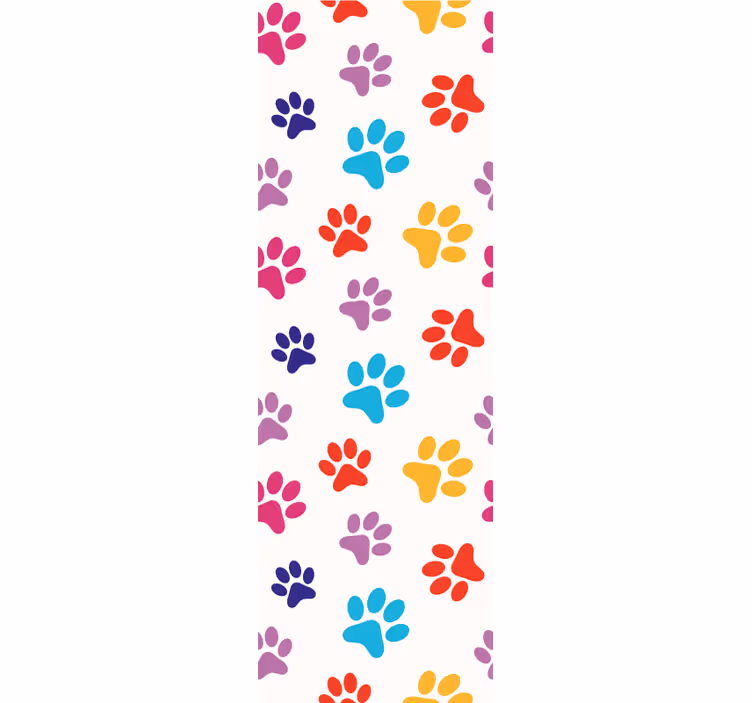 Kleurrijke pootpatronen behang honden - TenStickers