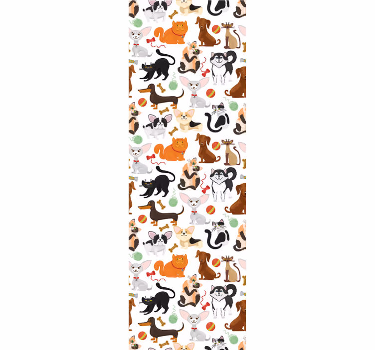Speelse huisdierillustratie behang dieren - TenStickers