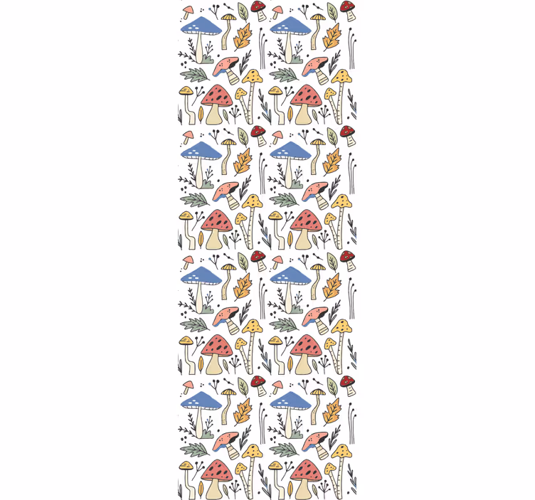 Kleurrijk paddenstoelenpatroon behangpapier natuur - TenStickers