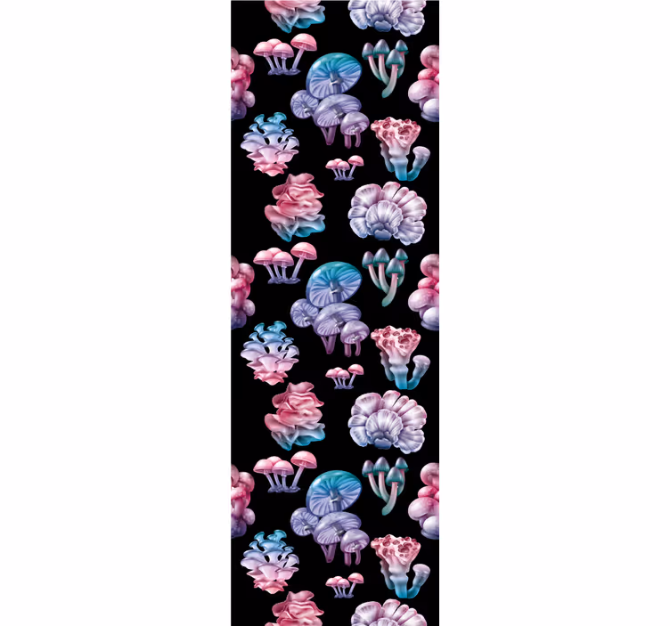Bloemenpaddestoelenfantasie behang kunst - TenStickers