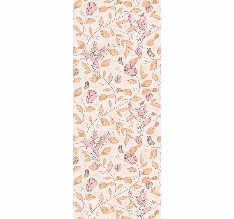 Delicaat beige motief bloemen fotobehang woonkamer - TenStickers