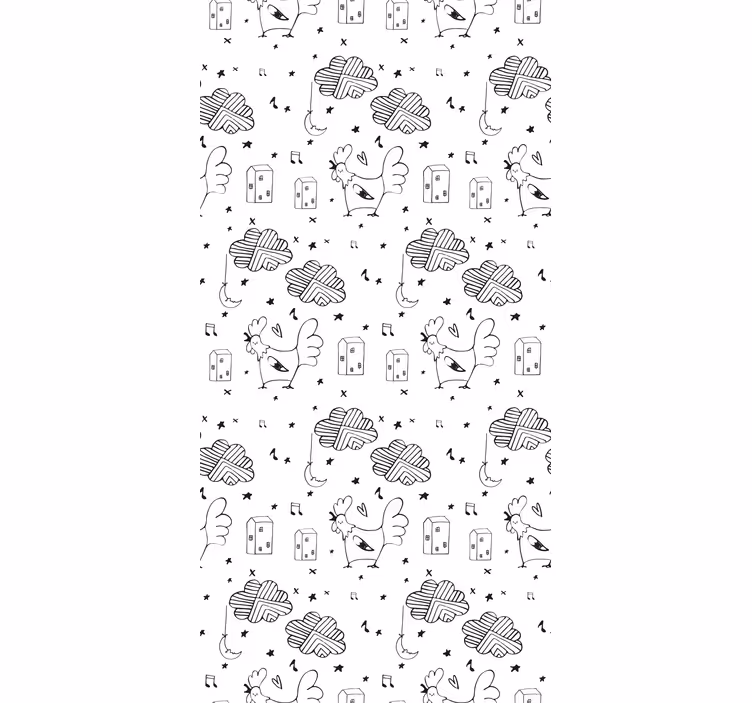 Haan cartoon patroon behang dieren - TenStickers