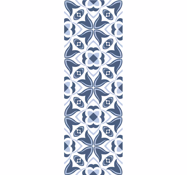 Blauwe geometrische bloemen behang tegels - TenStickers
