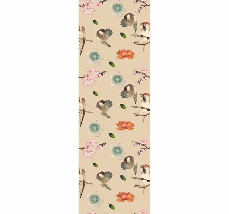 Charmante vogelbloemen bloemen behang - TenStickers