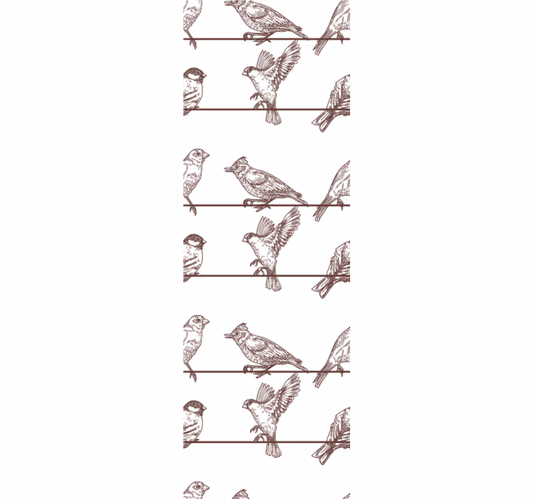 Behang vogels met zittend vogelpatroon - TenStickers