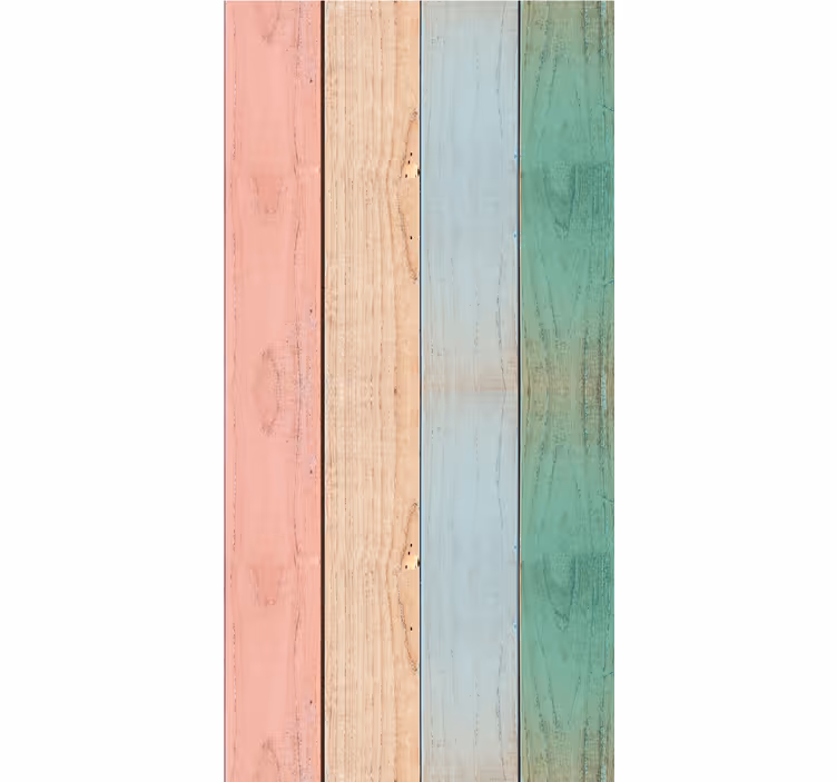 Pastelkleurige plankpatronen behang houtlook - TenStickers