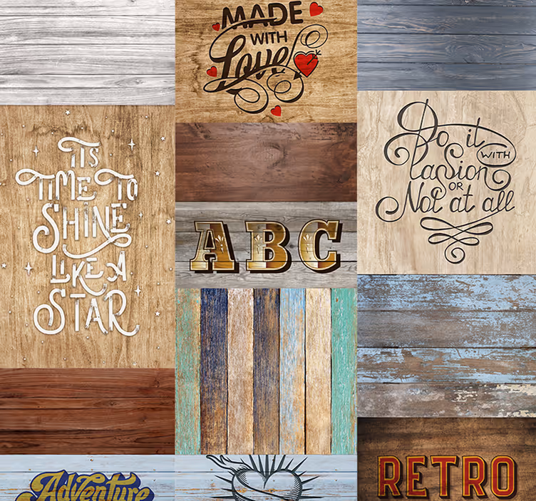 Behang print Houten tekst - TenStickers