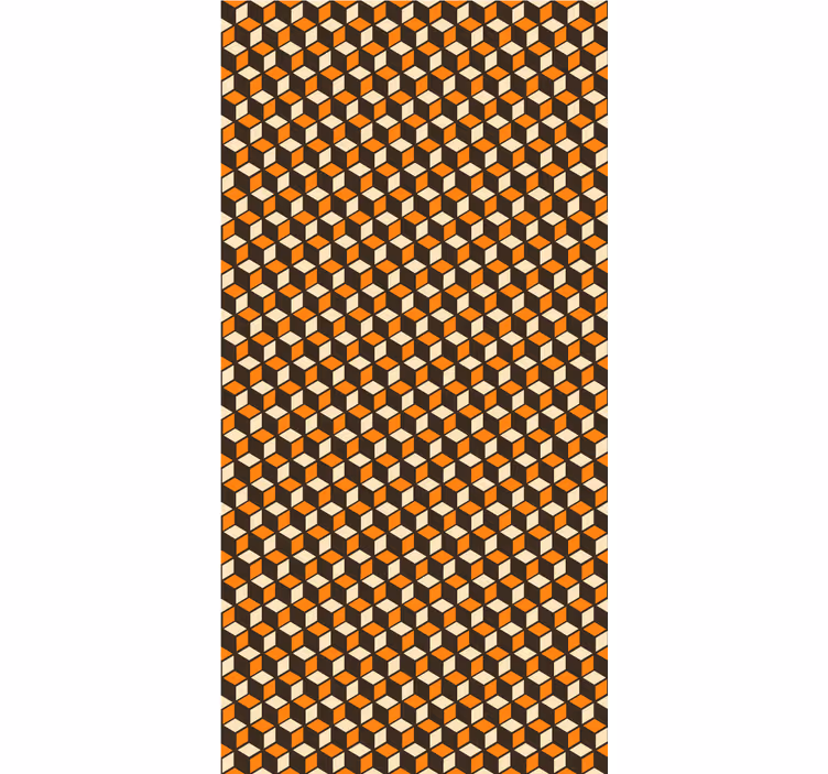 Kubusvormig 3d oranje patroon behang geometrisch - TenStickers