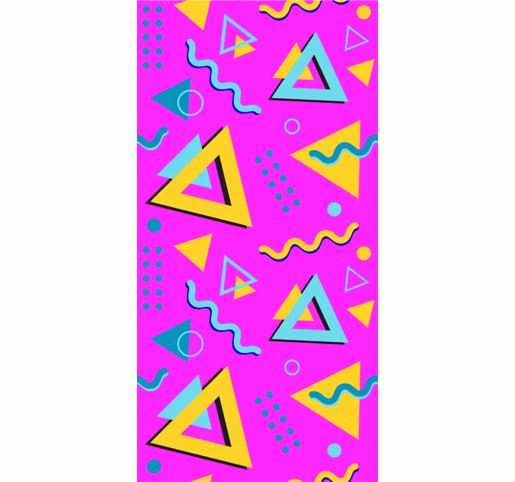 Retro roze patroon behang driehoeken - TenStickers