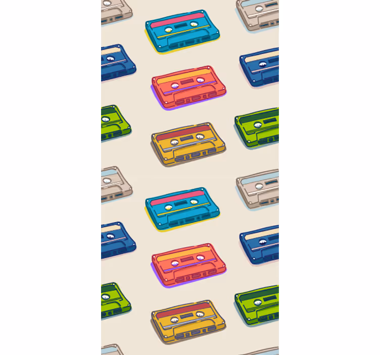 Retro cassettebandjes behang kunst - TenStickers