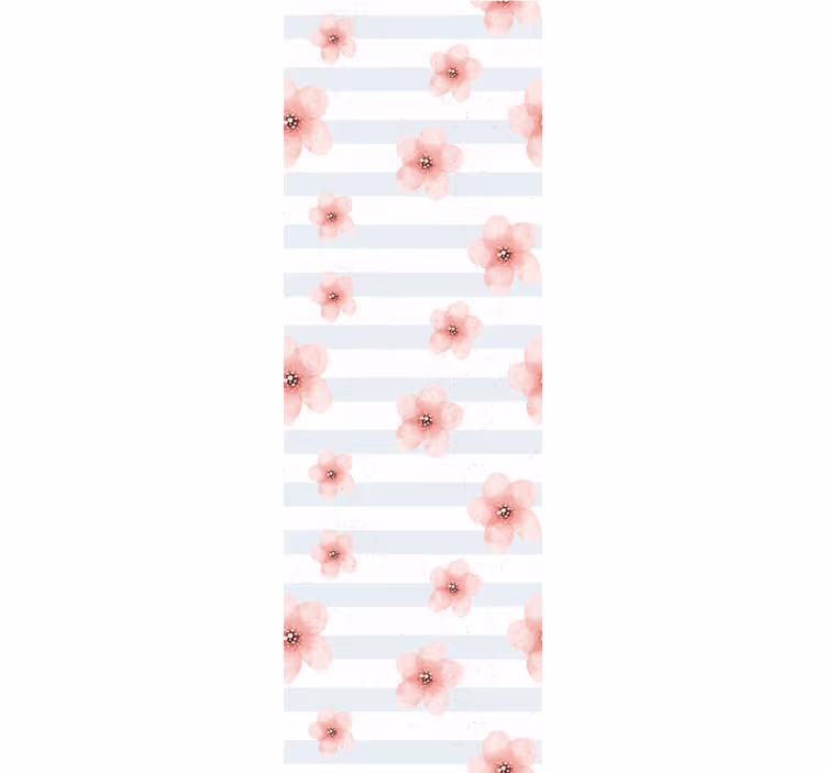 Roze bloemenstrepen bloemen behang - TenStickers